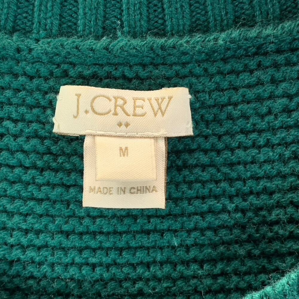 J.CREW Women's Academic Green Classic Crewneck Knit Pullover Sweater SZ M - Picture 7 of 9